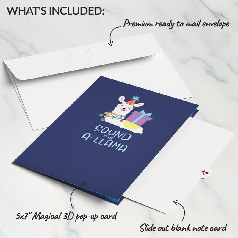Lovepop Birthday Pop-Up Card for Her, Him, Men, Women - 3D Animal Greeting Cards - Sound The A-Llama - 5" x 7" - Blank Notecard & Envelope Included - Image 5